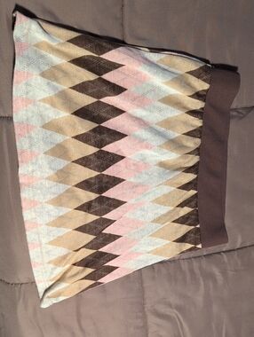 Jolie Argyle Mini Skirt in Brown, Pink & Cream